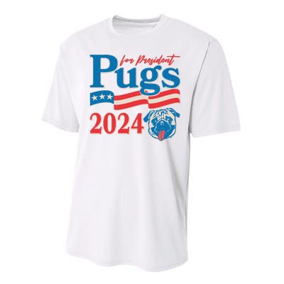 Funny Vintage Retro Pugs For President 2024 Performance Sprint T-Shirt