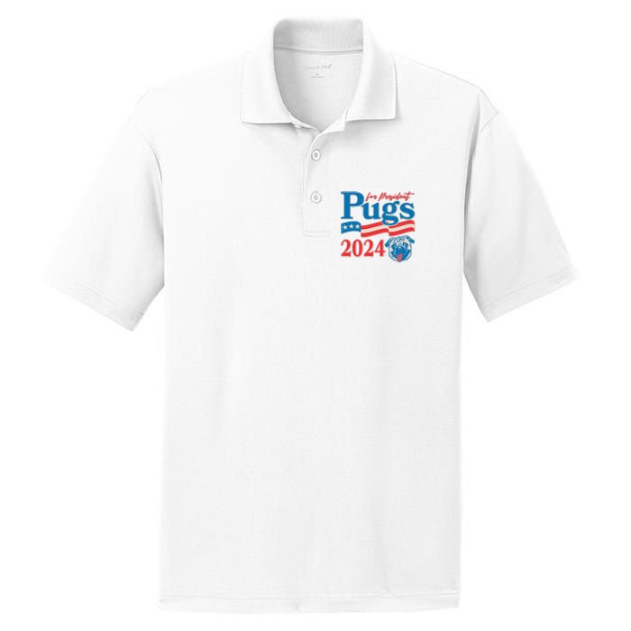 Funny Vintage Retro Pugs For President 2024 PosiCharge RacerMesh Polo