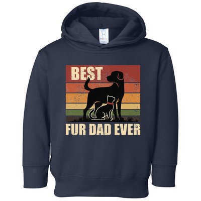 Funny Vintage Retro Best Fur Dad Ever For Dog And Cat Owner Gift Toddler Hoodie