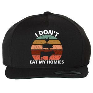 Funny Vegan Retro Style I Don't Eat My Homies Vegan Gift Wool Snapback Cap