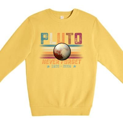 Funny Vintage Retro Space Planet Science Never Forget Pluto Funny Gift Premium Crewneck Sweatshirt