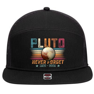 Funny Vintage Retro Space Planet Science Never Forget Pluto Funny Gift 7 Panel Mesh Trucker Snapback Hat