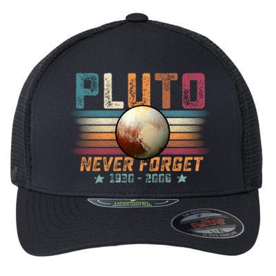 Funny Vintage Retro Space Planet Science Never Forget Pluto Funny Gift Flexfit Unipanel Trucker Cap