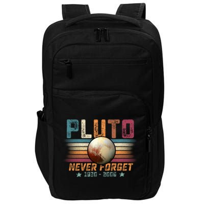 Funny Vintage Retro Space Planet Science Never Forget Pluto Funny Gift Impact Tech Backpack