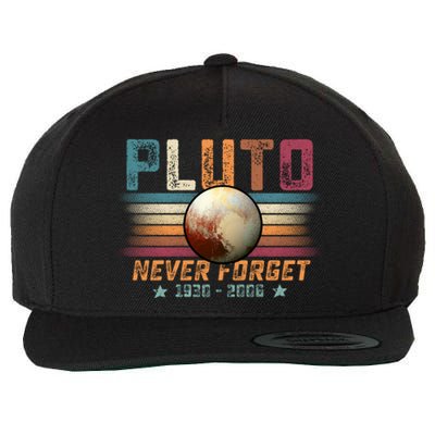 Funny Vintage Retro Space Planet Science Never Forget Pluto Funny Gift Wool Snapback Cap