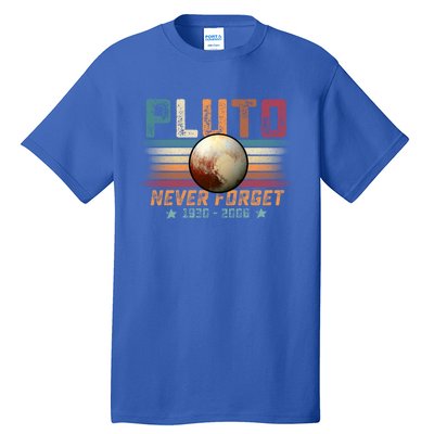 Funny Vintage Retro Space Planet Science Never Forget Pluto Funny Gift Tall T-Shirt