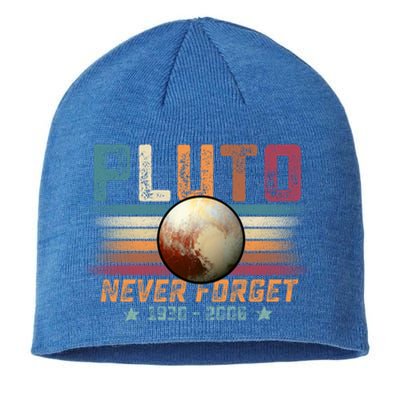 Funny Vintage Retro Space Planet Science Never Forget Pluto Funny Gift Sustainable Beanie