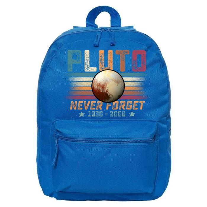 Funny Vintage Retro Space Planet Science Never Forget Pluto Funny Gift 16 in Basic Backpack