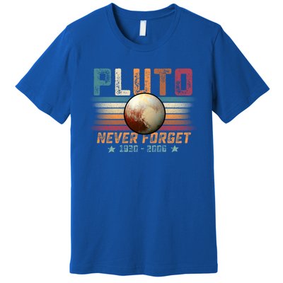 Funny Vintage Retro Space Planet Science Never Forget Pluto Funny Gift Premium T-Shirt