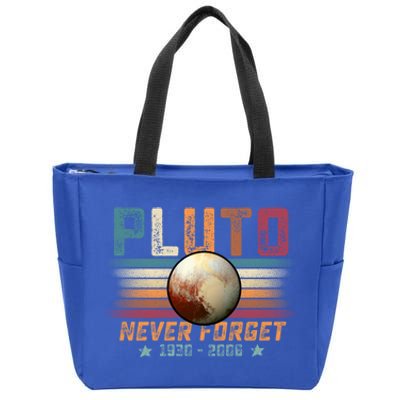 Funny Vintage Retro Space Planet Science Never Forget Pluto Funny Gift Zip Tote Bag