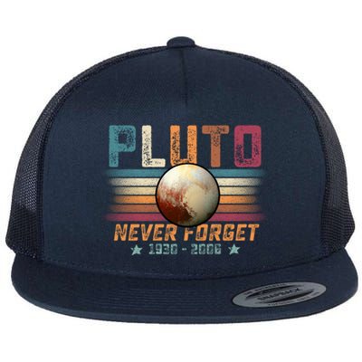 Funny Vintage Retro Space Planet Science Never Forget Pluto Funny Gift Flat Bill Trucker Hat