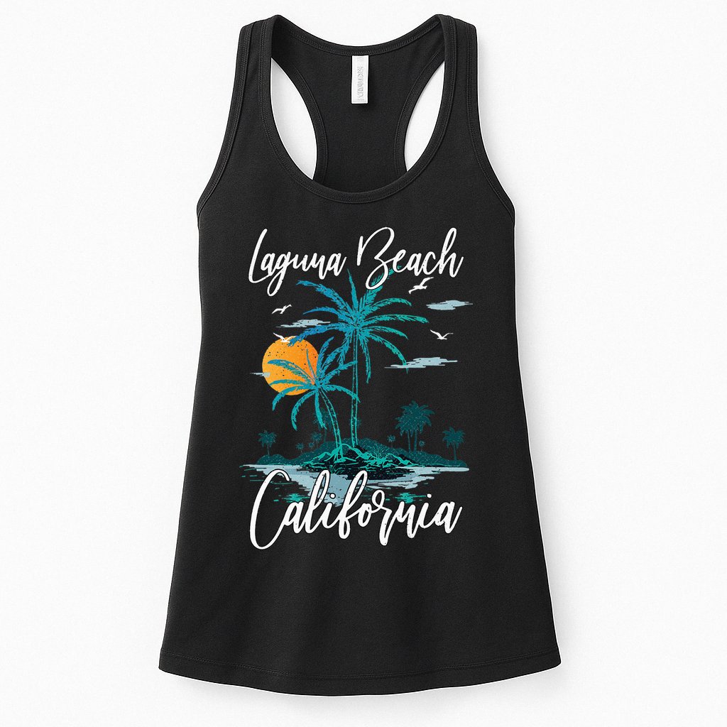Family Vacation Retro Sunset California Laguna Beach Womens Tank Top