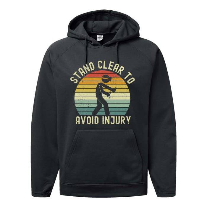 Funny Virtual Reality Vr Stay Clear To Avoid Injury Performance Fleece Hoodie