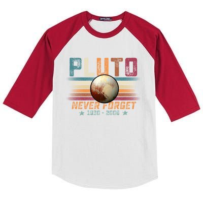 Funny Vintage Retro Space Planet Science Never Forget Pluto Gift Kids Colorblock Raglan Jersey