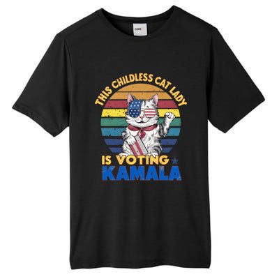 Funny Vintage Retro This Childless Cat Lady Is Voting Kamala Tall Fusion ChromaSoft Performance T-Shirt