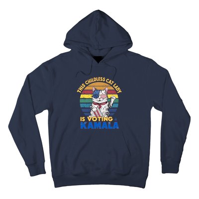 Funny Vintage Retro This Childless Cat Lady Is Voting Kamala Hoodie