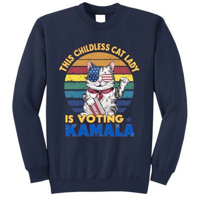 Funny Vintage Retro This Childless Cat Lady Is Voting Kamala Sweatshirt