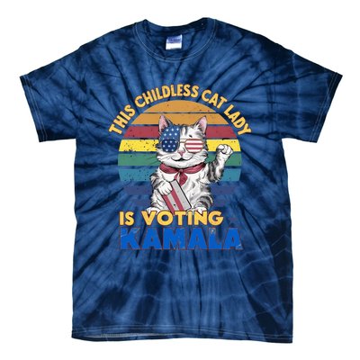 Funny Vintage Retro This Childless Cat Lady Is Voting Kamala Tie-Dye T-Shirt