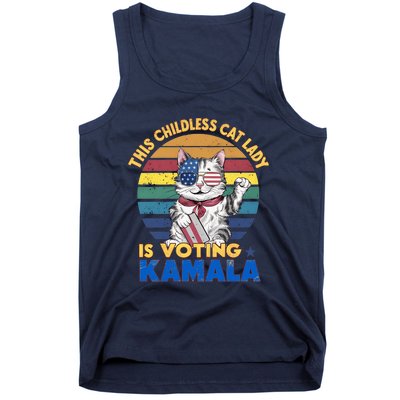 Funny Vintage Retro This Childless Cat Lady Is Voting Kamala Tank Top