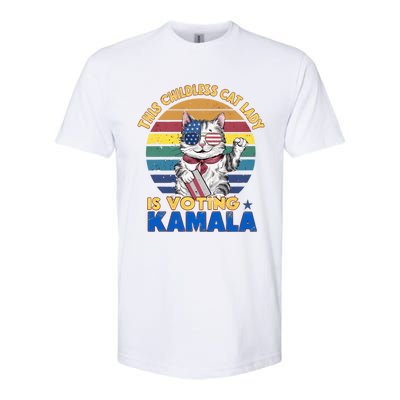 Funny Vintage Retro This Childless Cat Lady Is Voting Kamala Softstyle CVC T-Shirt