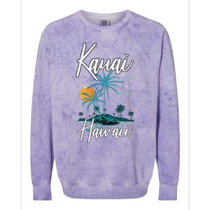 Family Vacation Retro Sunset Hawaii Kauai Colorblast Crewneck Sweatshirt