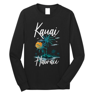 Family Vacation Retro Sunset Hawaii Kauai Long Sleeve Shirt