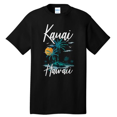 Family Vacation Retro Sunset Hawaii Kauai Tall T-Shirt