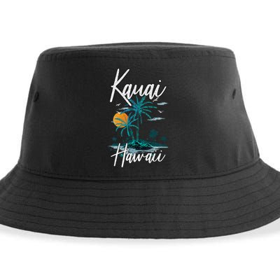 Family Vacation Retro Sunset Hawaii Kauai Sustainable Bucket Hat