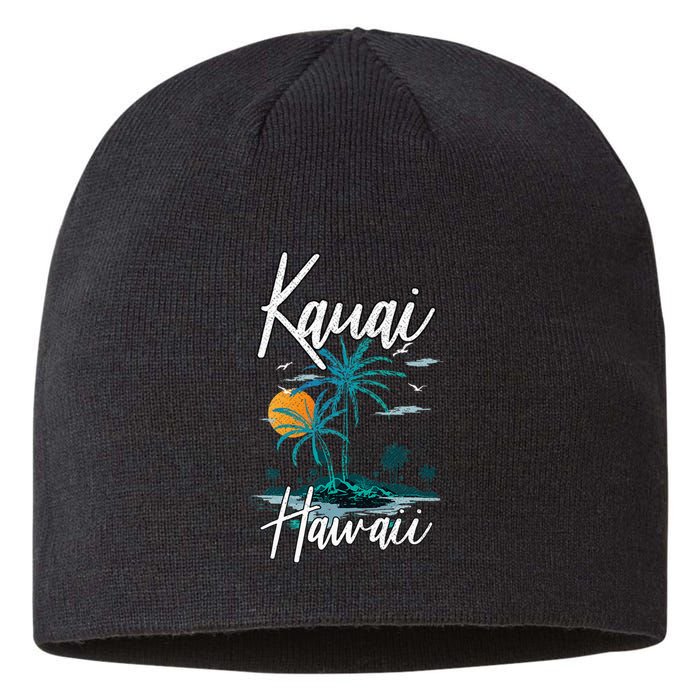 Family Vacation Retro Sunset Hawaii Kauai Sustainable Beanie