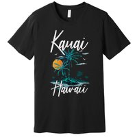 Family Vacation Retro Sunset Hawaii Kauai Premium T-Shirt