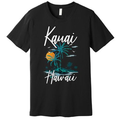 Family Vacation Retro Sunset Hawaii Kauai Premium T-Shirt