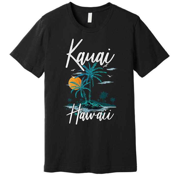 Family Vacation Retro Sunset Hawaii Kauai Premium T-Shirt