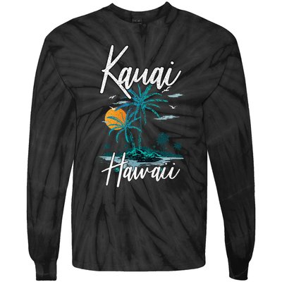 Family Vacation Retro Sunset Hawaii Kauai Tie-Dye Long Sleeve Shirt