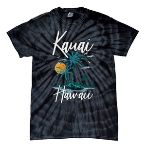 Family Vacation Retro Sunset Hawaii Kauai Tie-Dye T-Shirt