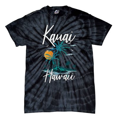 Family Vacation Retro Sunset Hawaii Kauai Tie-Dye T-Shirt