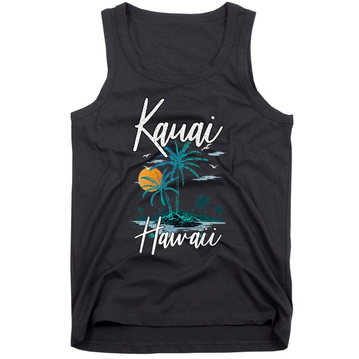 Family Vacation Retro Sunset Hawaii Kauai Tank Top