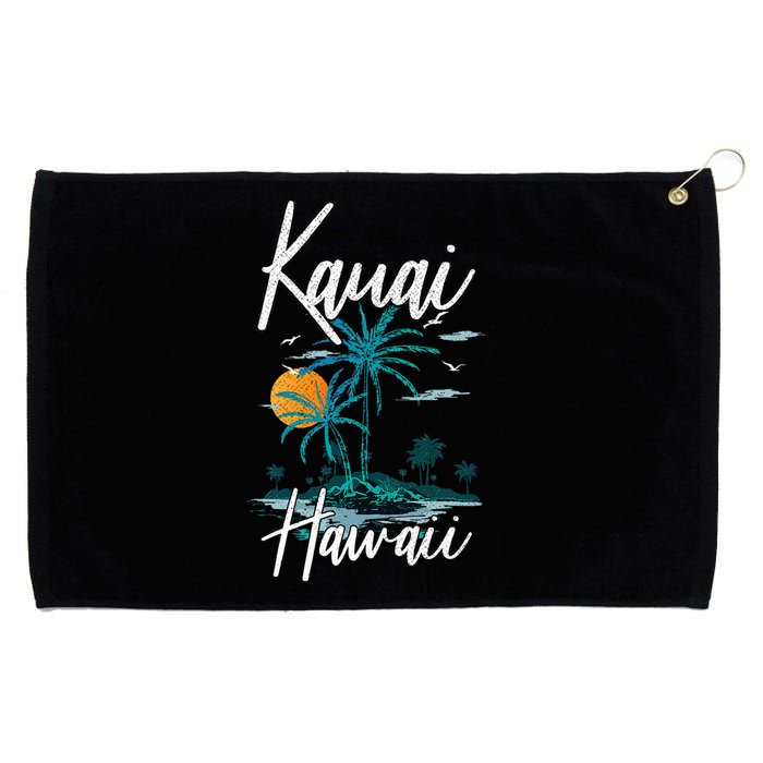 Family Vacation Retro Sunset Hawaii Kauai Grommeted Golf Towel