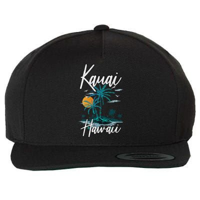 Family Vacation Retro Sunset Hawaii Kauai Wool Snapback Cap