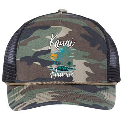 Family Vacation Retro Sunset Hawaii Kauai Retro Rope Trucker Hat Cap