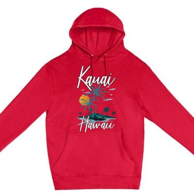 Family Vacation Retro Sunset Hawaii Kauai Premium Pullover Hoodie