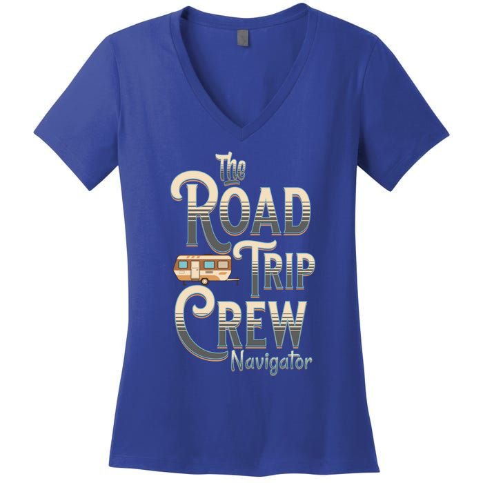 Family Vacation Road Trip Crew Navigator Travel Trailer Meaningful Gift Women's V-Neck T-Shirt