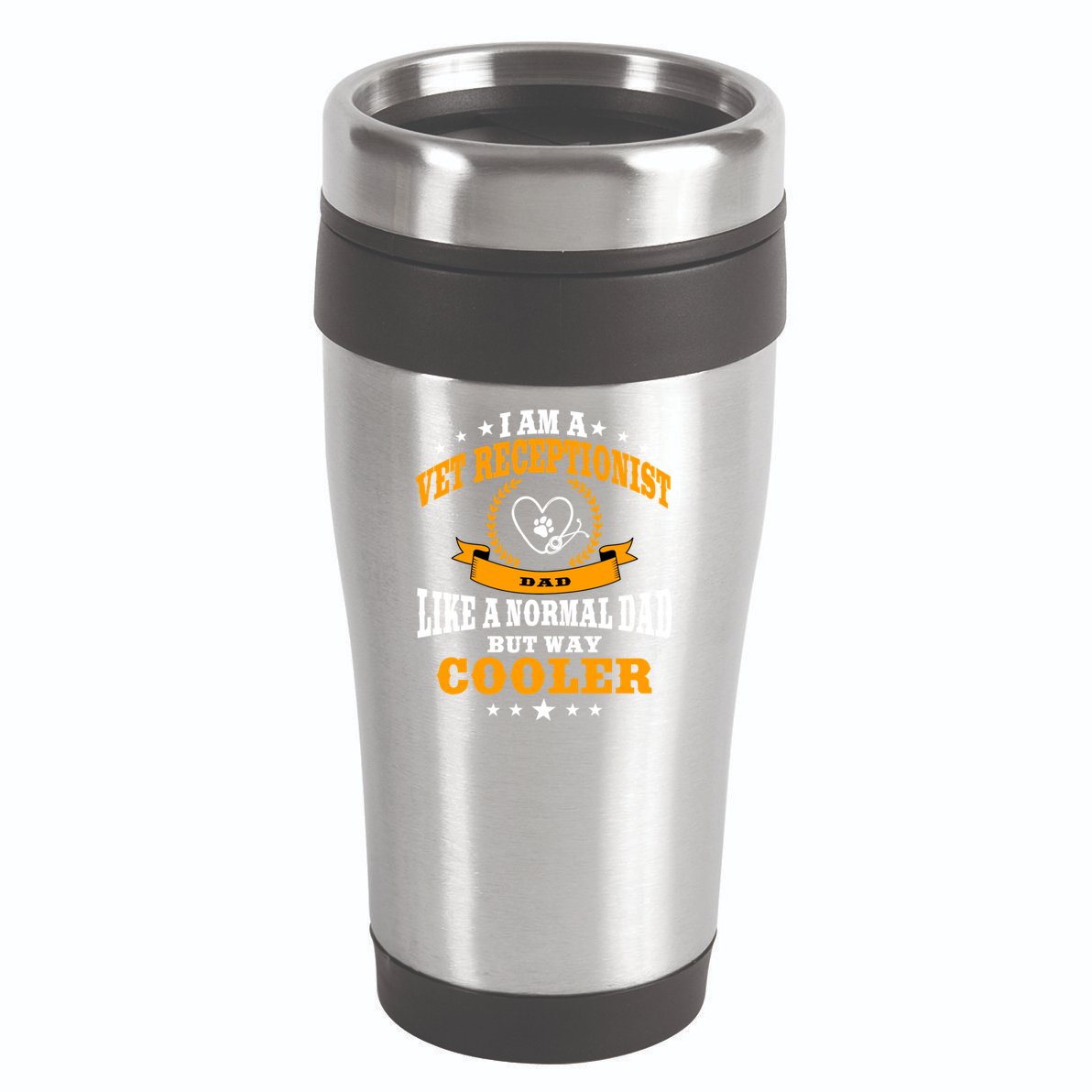 Funny Vet Receptionist Dad Outfit Gift 16oz Travel Tumbler