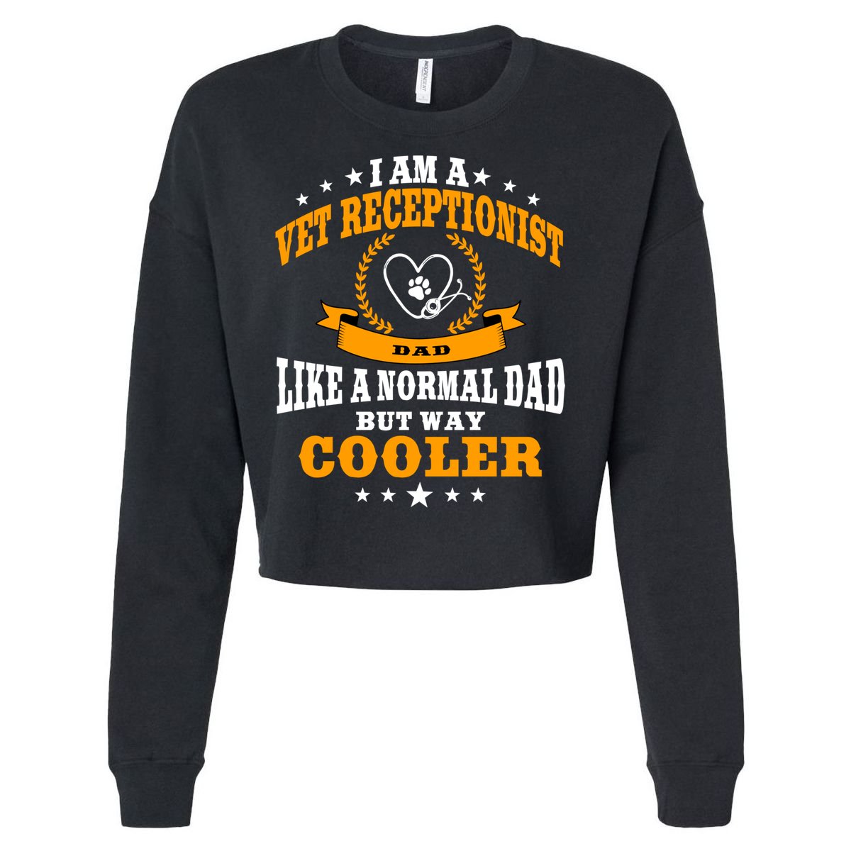 Funny Vet Receptionist Dad Outfit Gift Cropped Pullover Crew