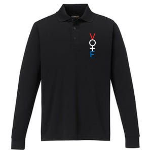 Feminist Vote Red White Blue Voting Election Gift Performance Long Sleeve Polo