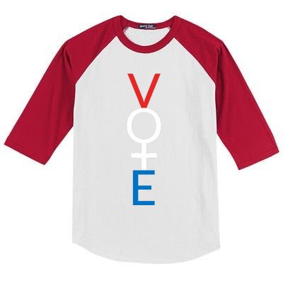 Feminist Vote Red White Blue Voting Election Gift Kids Colorblock Raglan Jersey