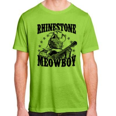 Funny Vintage Rhinestone Meowboy Cowboy Cat Adult ChromaSoft Performance T-Shirt