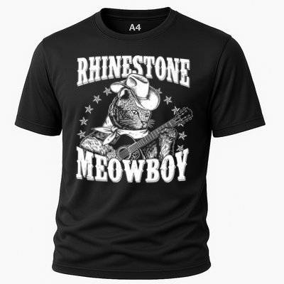 Funny Vintage Rhinestone Meowboy Cowboy Cat Performance Shirt