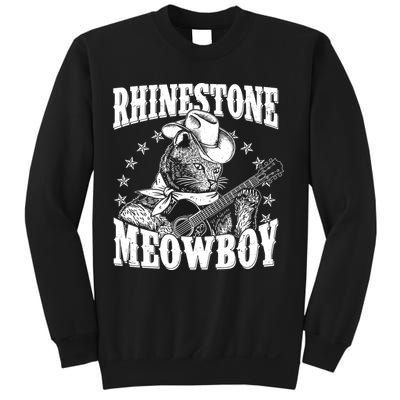 Funny Vintage Rhinestone Meowboy Cowboy Cat Sweatshirt