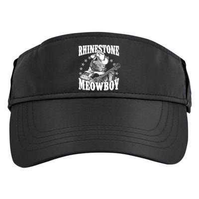 Funny Vintage Rhinestone Meowboy Cowboy Cat Adult Drive Performance Visor