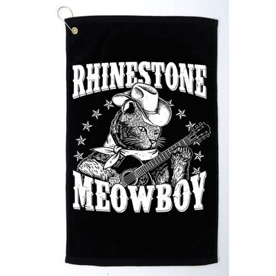 Funny Vintage Rhinestone Meowboy Cowboy Cat Golf Towel